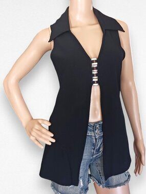 Y2K Black Vest Top